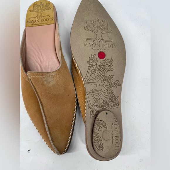 Anthropologie Mayan Roots mustards suede mules 9 - Picture 4 of 5